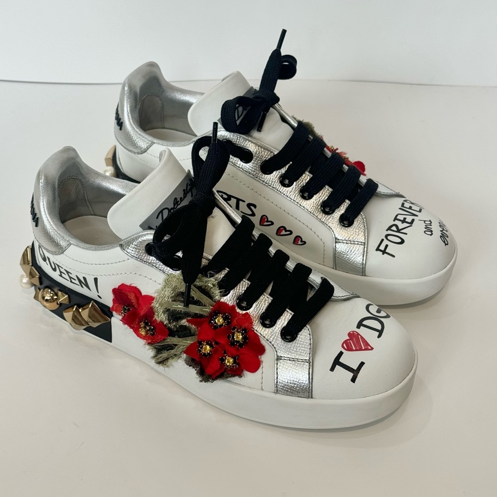 Dolce & Gabbana Portofino flower embellished Sneakers